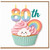 80th Birthday Card, Cute Rainbow Cupcake Design
