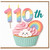 110th Birthday Card, Cute Cupcake and Rainbow Candle Design
