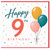 9th Birthday Card, Happy 9th Birthday Balloon Design