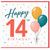 14th Birthday Card, Happy 14th Birthday Balloons Card