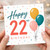 22nd Birthday Card, Happy 22nd Birthday Balloons Card