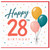 28th Birthday Card, Happy 28th Birthday Card with Balloons