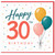 30th Birthday Card, Happy 30th Birthday Balloon Design