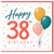 38th Birthday Card, Happy 38 Birthday Card with Balloons