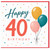 40th Birthday Card, Happy 40th Birthday Card with Balloons