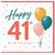 41st Birthday Card, Happy Birthday Balloon Design