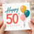 50th Birthday Card, Happy 50th Birthday Balloon Design