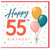 55th Birthday Card, Happy 55 Birthday Card with Balloons