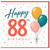 88th Birthday Card, Happy 88th Birthday Balloon Design