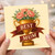 Best Mum Trophy and Flowers Mother's Day Card - Gold Cup with Floral Bouquet and Ribbon Banner - For Mum from Daughter or Son