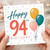 94th Birthday Card, Happy 94th Birthday Balloon Card
