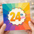 24th Birthday Card, Colourful Rainbow Burst Celebration Card