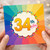 34th Birthday Card, Colourful Rainbow Celebration Card