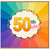 50th Birthday Card, Colourful Rainbow Burst Design