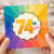 74th Birthday Card, Rainbow Burst Celebration Card