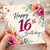 16th Birthday Card, Floral Happy 16th Birthday Card
