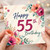55th Birthday Card, Floral Happy 55th Birthday Card