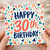 30th Birthday Card, Happy 30th Birthday Card with Colourful Triangle Confetti Design