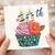 40th Birthday Card, Cupcake and Flower Design
