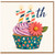 70th Birthday Card, Colourful Cupcake and Candle Design