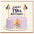 79th Birthday Card with purple celebration cake, a slice cut out to show pastel layered sponge