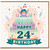 24th Birthday Card, Happy 24th Birthday Cake Design Card