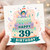 39th Birthday Card, Happy 39th Birthday Cake Design Card