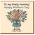 Mother's Day Card for Mummy - To My Lovely Mummy, Happy Mother's Day - Cute Child with Big Bouquet Illustration