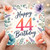 44th Birthday Card, Floral Happy 44th Birthday Card