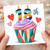 18th Birthday Card, Colourful Cupcake and Hearts Design