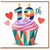 19th Birthday Card, Colourful Cupcake and Hearts Design