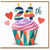 24th Birthday Card, Colourful Cake and Hearts Design