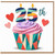 25th Birthday Card, Colourful Cupcake and Hearts Design