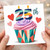 25th Birthday Card, Colourful Cupcake and Hearts Design