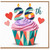 26th Birthday Card, Colourful Cupcake and Hearts Design