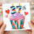 37th Birthday Card, Colourful Cupcake and Heart Design