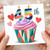 45th Birthday Card, Colourful Cupcake Design