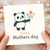 Mother's Day Card for Mum - Cute Panda Holding Flowers with Heart, 'happy Mothers day' Message, Sweet Animal Illustration