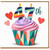 47th Birthday Card, Colourful Cupcake Hearts Design