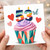53rd Birthday Card, Colourful Cupcake and Hearts Design
