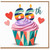 66th Birthday Card, Colourful Cupcake and Hearts Design