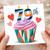 79th Birthday Card, Colourful Cupcake and Heart Design
