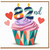 82nd Birthday Card, Colourful Cupcake and Hearts Design