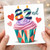 82nd Birthday Card, Colourful Cupcake and Hearts Design