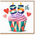 85th Birthday Card, Colourful Cupcake and Hearts Design