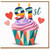 91st Birthday Card, Colourful Cupcake and Hearts Design