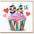 94th Birthday Card, Colourful Cupcake and Hearts Design