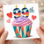 99th Birthday Card, Colourful Cupcake and Heart Design
