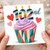 102nd Birthday Card, Colourful Cupcake and Hearts Design