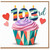 103rd Birthday Card, Colourful Cupcake and Hearts Design